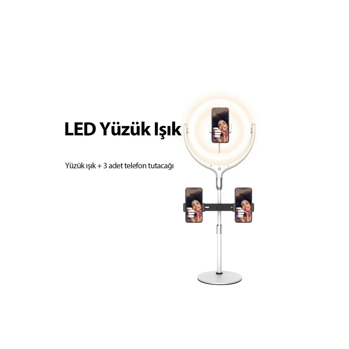 Earldom ZP06 Ayarlanabilir Açılı Dokunmatik Kontrollü Tripodlu Selfie Işığı - Beyaz