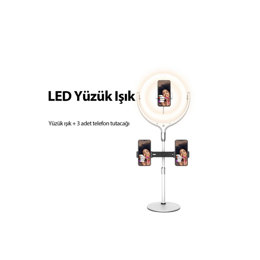 Earldom ZP06 Ayarlanabilir Açılı Dokunmatik Kontrollü Tripodlu Selfie Işığı - Beyaz