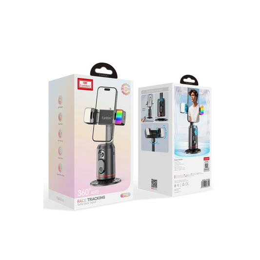 Earldom ZP32 360 Derece Ayarlanabilir BT 5.2 RGB Işık ve Beyaz Işık Aydınlatmalı Akıllı Yüz Takip Özellikli Selfie Gimbal - Siyah