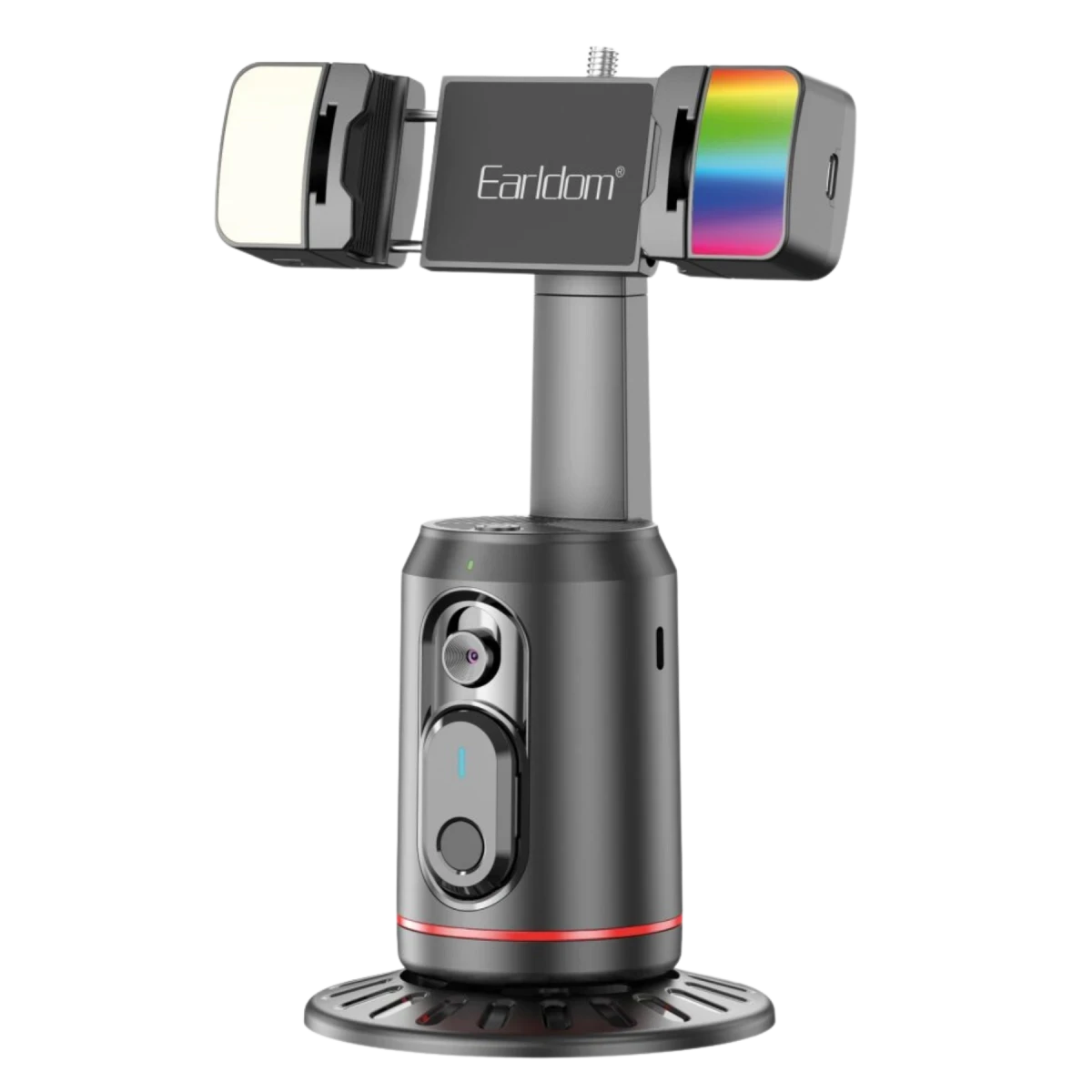Earldom ZP32 360 Derece Ayarlanabilir BT 5.2 RGB Işık ve Beyaz Işık Aydınlatmalı Akıllı Yüz Takip Özellikli Selfie Gimbal - Siyah