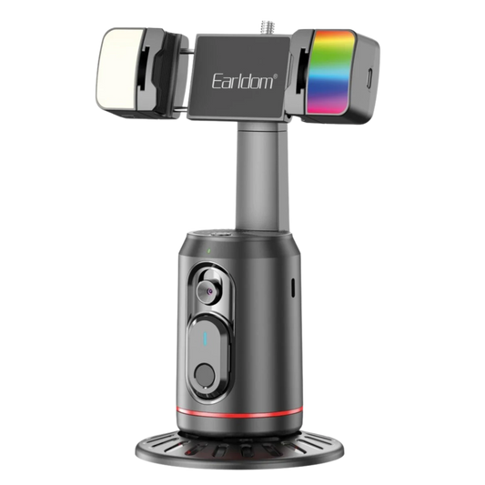 Earldom ZP32 360 Derece Ayarlanabilir BT 5.2 RGB Işık ve Beyaz Işık Aydınlatmalı Akıllı Yüz Takip Özellikli Selfie Gimbal - Siyah
