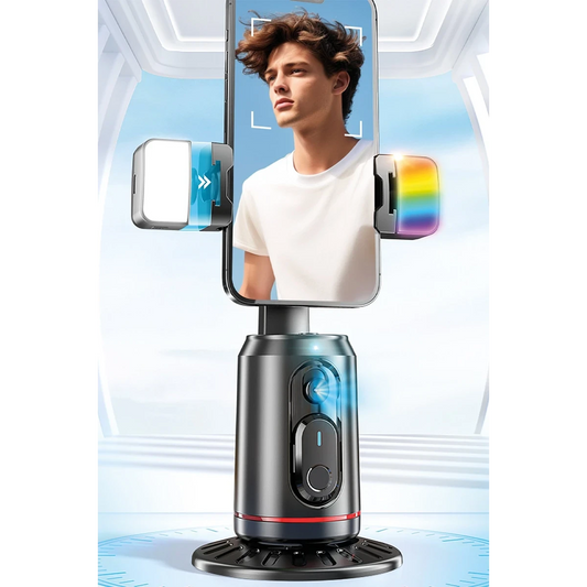 Earldom ZP32 360 Derece Ayarlanabilir BT 5.2 RGB Işık ve Beyaz Işık Aydınlatmalı Akıllı Yüz Takip Özellikli Selfie Gimbal - Siyah