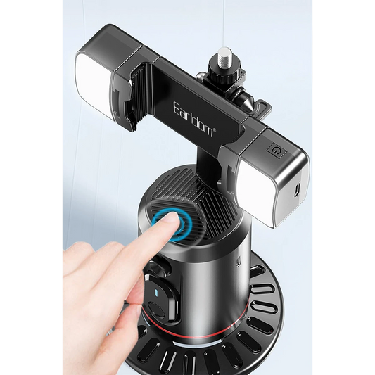 Earldom ZP32 360 Derece Ayarlanabilir BT 5.2 RGB Işık ve Beyaz Işık Aydınlatmalı Akıllı Yüz Takip Özellikli Selfie Gimbal - Siyah